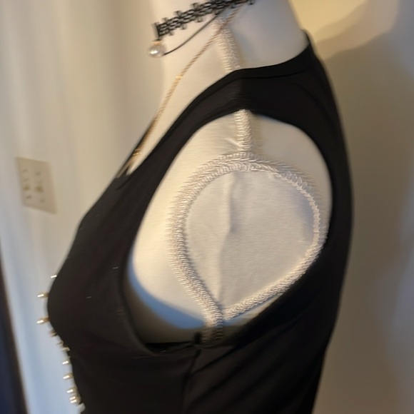 Tank top in black with pearl embellishments Sz L/XL - Picture 3 of 7